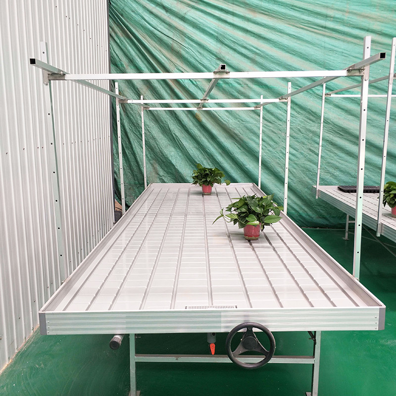 Éboulement personnalisé à double couche Table de culture d'inondation Lit de semence banc roulant mobile et adapté aux fleurs
